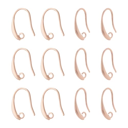 SUPERFINDINGS 40 Stücke Roségoldene Messing Ohrringhaken Aus Vergoldetem Metall 19×10mm Lange Ohrhaken Mit Schlaufe Schmuckteile Für Die Herstellung von DIY Schmuck Bohrung: 2mm Stift: 1mm von SUPERFINDINGS