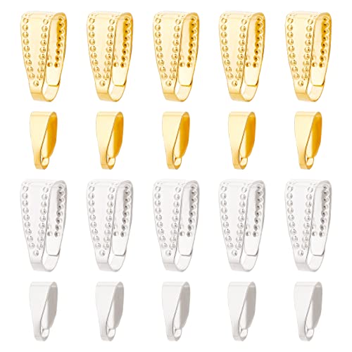 SUPERFINDINGS 400 Stück 4 Stile Messing Schnappschlaufen Schmuckverschlüsse Goldene Und Silberne Anhängerschlaufen Klemmschlaufen Verschlussverbinder Für Armband Halskette Schmuckherstellung von SUPERFINDINGS