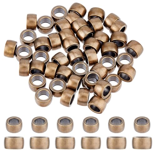 SUPERFINDINGS 50 Stk Messing Paracord Perlen Antik Bronze Säulen Abstand Perlen Große Loch Perlen Paracord Perle Metallrohr Lose Perlen Messing Europäische Perlen Für Schmuckherstellung Bohrung: 5.5mm von SUPERFINDINGS