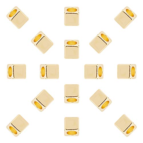 SUPERFINDINGS 50PCS 5mm Loose Cube Spacer Perlen Goldene Messingperlen Überzogene Metallabstandshalter Für Die Schmuckherstellung Armbänder Halsketten Ohrring Loch 3.3mm von SUPERFINDINGS