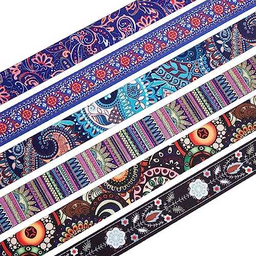 SUPERFINDINGS 6 Stile 2 Yards Polyester Jacquardband Ethnischer Stil Doppelseitiger Floraler Stoffbesatz Dickes Tirolerband Zum Nähen von Taschengurten Gürteln 38mm Breit von SUPERFINDINGS