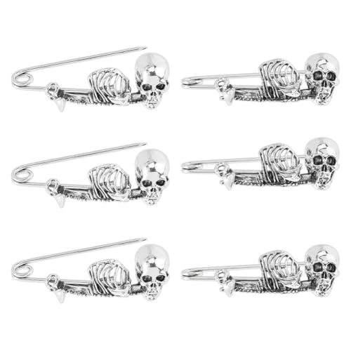 SUPERFINDINGS 6 Stück Totenkopf Sicherheitsnadel Gothic Punk Sicherheitsnadel Antik Silber Große Sicherheitsnadeln Brosche Legierung Kiltnadeln Skelett Brosche Für Kleidung Schal Rucksack Rock SUPERFINDINGS 6 Stück Totenkopf Sicherheitsnadel Gothic Punk Sicherheitsnadel Antik Silber Große Sicherheitsnadeln Brosche Legierung Kiltnadeln Skelett Brosche Für Kleidung Schal Rucksack Rock von SUPERFINDINGS