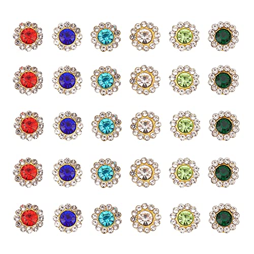 SUPERFINDINGS 600 Stück 8 mm Blumenform Strass Zum Aufnähen 6 Farben Helle Perlenknöpfe Mit Flacher Rückseite Kristallverzierungen Knöpfe Zum Basteln von Kleidung Schmuckherstellung von SUPERFINDINGS