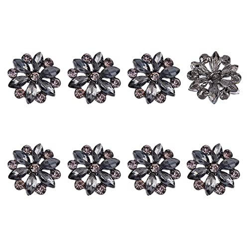 SUPERFINDINGS 8 Stück Rhinestones Blumenknopf Legierung Schneeflocken Mantelknopf Kristallapplikationen Verzierungen In Kleidung Zum Basteln Hochzeit Party Zum Aufnähen von Kleidungsknöpfen Bohrung von SUPERFINDINGS