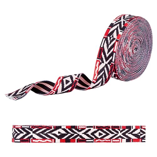 SUPERFINDINGS 8 Yard Polyesterbänder Mit Pfeilmuster Rotes Und Schwarzes Jacquardband Bestickter Spitzenbesatz Für DIY Taschengurte Kameragurt Gurtband Gürtel von SUPERFINDINGS