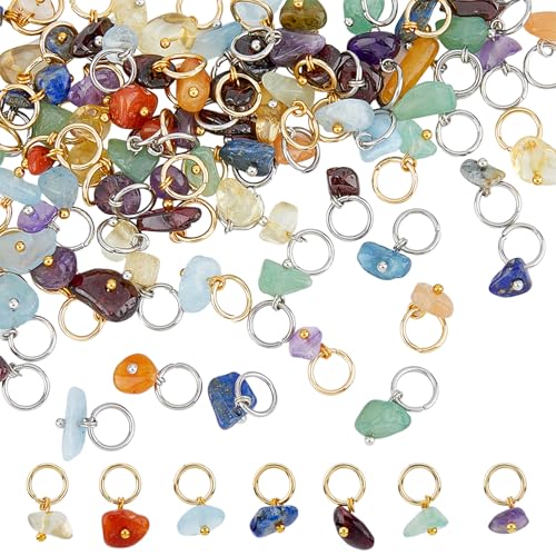 SUPERFINDINGS 84 Stück Natürliche Gemischte Anhänger Nuggets Edelsteine Charms Kristallsteine Charms Mit Biegering Aus Edelstahl Für Die Herstellung von Ohrringen Halsketten Armbändern Und Schmuck von SUPERFINDINGS