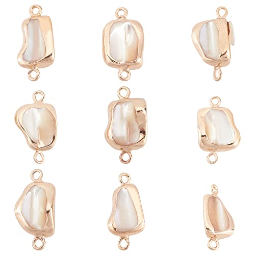 SUPERFINDINGS 9 Stück Natural Pearl Anschlüsse Galvanisieren Natürliche Muscheln Charms Nuggets Anhänger Zubehör Mit Eisenzubehör Für Halskette Armband Schmuck DIY Basteln von SUPERFINDINGS