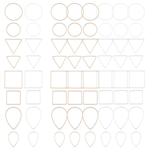 SUPERFINDINGS 96 Stück Verbindungsringe Aus Messing Im 16 Stil Runde Tropfenglieder Dreieck Quadratische Ohrringe Perlenring Offene Einfassungen Verbindungsringe Für Die Schmuckherstellung von SUPERFINDINGS