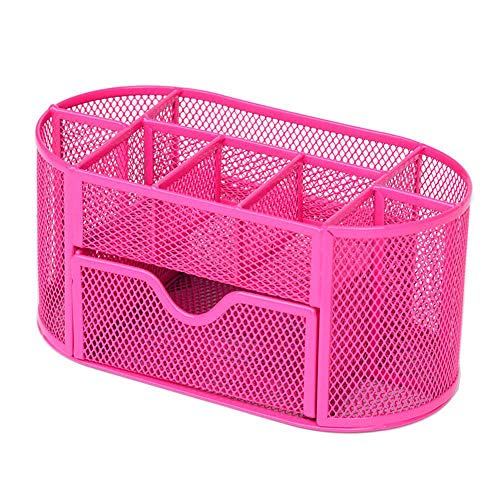 SUPERTOOL Schreibtisch-Organizer aus Netzstoff mit Schublade, Mehrzweck-Organizer aus Metall für Schule und Zuhause (Rosa), 22 cm x 11 cm x 10,5 cm von Guoml