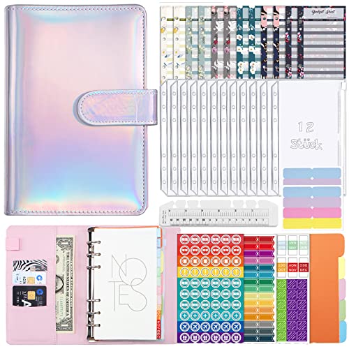 SUPJADE Budget Binder Planner Geldumschläge - Ringbuch Finanzplaner 33Pcs Leder Notizbuch Ordner Mit Budgetblätter Geld Aufbewahrung ​Sparbuch von SUPJADE