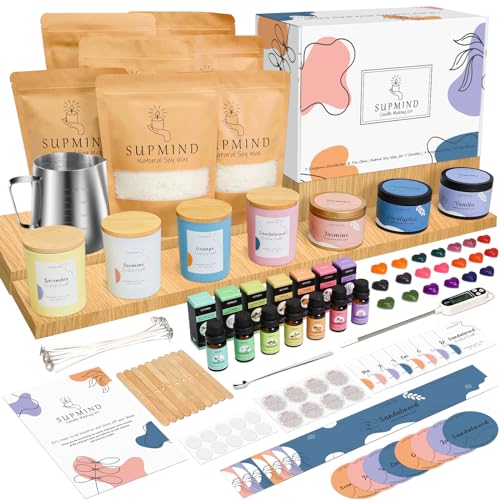 SUPMIND Kerzenherstellungs-Kit für Erwachsene - Komplettes Set Kerzenherstellungszubehör für die Kerzenherstellung Starter-Kits mit Soja-Kerzen-Kit - Perfekte Dekoration für das Familienleben von SUPMIND