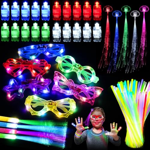 SUPRBIRD 85 Stück Knicklichter Partyzubehör, Glow Sticks Leuchtstäbe Knicklichter, Kindergeburtstag Led Brille für Kinder Erwachsene Party Deko, Hochzeit, Armbänder, Halloween, Weihnachten von SUPRBIRD