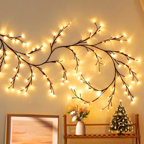 SUPRBIRD Lichterkette Willow Vine, 144 LEDs Weidenrebe Baum Lichterketten für Zimmer, Biegbare Künstliche Baumzweige Lichter, LED Baum Zweige Lichterbaum, Künstliche Lichterzweige für Innen Wanddeko von SUPRBIRD