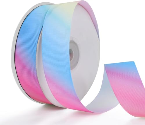 Geschenkbänder, Pastel Makrone Rainbow Satinband, 1 Rollen 22m Makrone Regenbogen Schleifenband Dekoration, Makrone Bunt Stoffbänder Bänder Geschenkband Stoffband für Hochzeit 25mm breit von SUPRROW