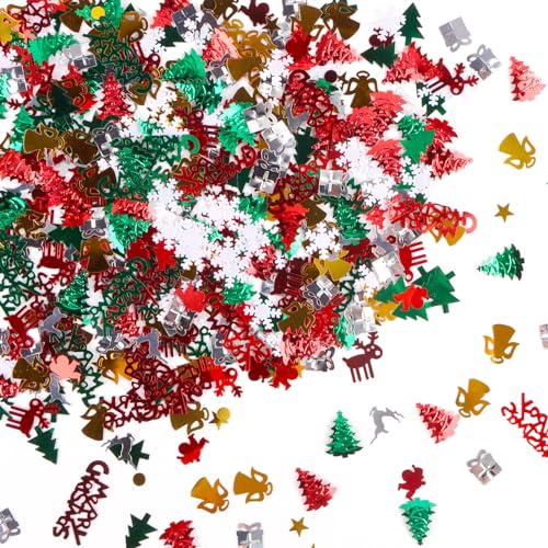 Konfetti Weihnachten,500 Stück Bunt Weihnachtskonfetti Tischdeko Streudeko Merry Christmas Confetti Dekoration für Party,Neues Jahr,DIY Handwerk Basteln von SUPRROW