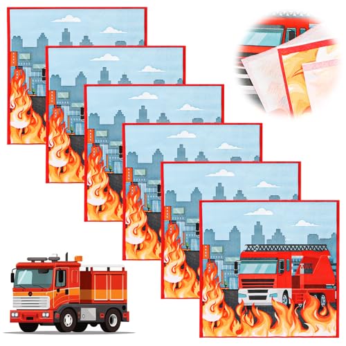 Pack of 40 Napkins Fire Brigade,Quadratisch Feuerwehr Servietten, Kinder Feuerwehr Servietten,Servietten Geburtstag,Servietten Geburtstag Junge Party Servietten Geburtstag (33x33Cm) von SUPRROW