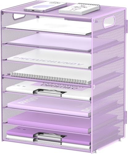 SUPTIDY 9-stöckiges Papier-Briefablage, Schreibtisch-Organizer mit Griffen, Netz-Aktenhalter, Organisation, Papiersortierer, Schreibtisch-Organizer für Büro, Lila von SUPTIDY