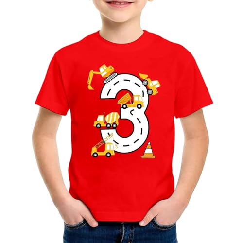 SUPTTING Kinder T-Shirt Nummer 3 Straßen Bagger Betonmischer Kran Verkehrskegel Rundhals Kurzarm Oberteil Jungen Freizeitshirt Shirt 3 Jahre Geburtstagsgeschenk Outfit Stoff Top Baustelle SUPTTING Kinder T-Shirt Nummer 3 Straßen Bagger Betonmischer Kran Verkehrskegel Rundhals Kurzarm Oberteil Jungen Freizeitshirt Shirt 3 Jahre Geburtstagsgeschenk Outfit Stoff Top Baustelle von SUPTTING