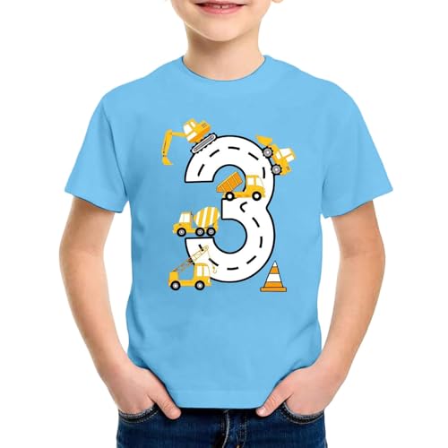 SUPTTING Kinder T-Shirt Nummer 3 Straßen Bagger Betonmischer Kran Verkehrskegel Rundhals Kurzarm Oberteil Jungen Freizeitshirt Shirt 3 Jahre Geburtstagsgeschenk Outfit Stoff Top Baustelle SUPTTING Kinder T-Shirt Nummer 3 Straßen Bagger Betonmischer Kran Verkehrskegel Rundhals Kurzarm Oberteil Jungen Freizeitshirt Shirt 3 Jahre Geburtstagsgeschenk Outfit Stoff Top Baustelle von SUPTTING