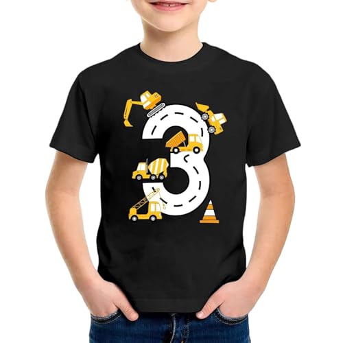 SUPTTING Kinder T-Shirt Nummer 3 Straßen Bagger Betonmischer Kran Verkehrskegel Rundhals Kurzarm Oberteil Jungen Freizeitshirt Shirt 3 Jahre Geburtstagsgeschenk Outfit Stoff Top Baustelle SUPTTING Kinder T-Shirt Nummer 3 Straßen Bagger Betonmischer Kran Verkehrskegel Rundhals Kurzarm Oberteil Jungen Freizeitshirt Shirt 3 Jahre Geburtstagsgeschenk Outfit Stoff Top Baustelle von SUPTTING