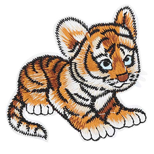 12 Stück Stickerei Stoffaufkleber Tigerkin Muster Patches für DIY Kleidung Tasche Dekoration von SUPYINI