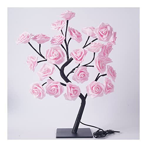 Tisch-Bonsai-Baum-Licht, LED-Kupferdraht-Lichterkette, Künstliches Bonsai-Baum-Nachtlicht, Herzstück, Lichterkette, für Schlafzimmer, Desktop, Weihnachtsfeier, (Rosa 24 Lichter von SUPYINI