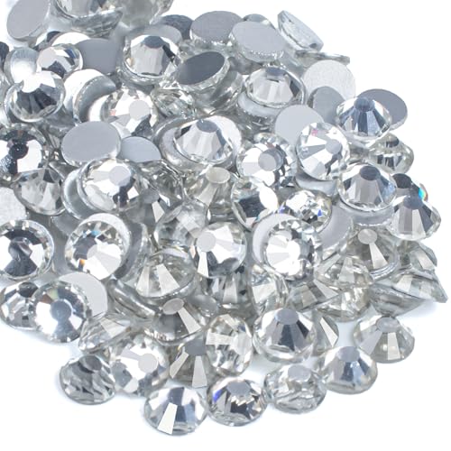 SUTOUG 1440pcs Flatback Crystal Strasssteine, Kleber fixiert klar Strasssteine, Glas Runde Edelsteine für Crafts Nagel Kleidung Schuhe Kunst DIY Dekoration (Crystal, SS20/4.8mm) von SUTOUG