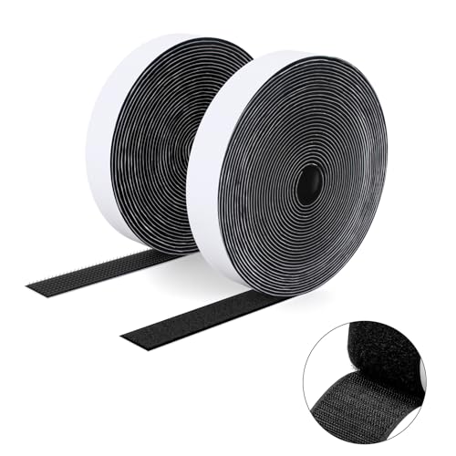 SUTOUG Klettband 20 mm x 5 m, Industriell, Selbstklebend, schwarz, extra starker Klebstoff für Innen- und Außenbereich von SUTOUG