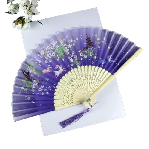 SUTYRLGU Cherry Blossom Hand Fans, Pack of 60 Folding Bamboo Fans, Decorative Fans for Gifts and Home Decoration von SUTYRLGU