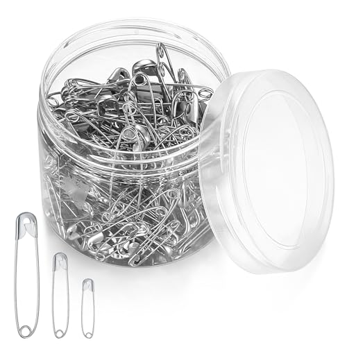 180 STK Sicherheitsnadeln Groß Klein, Sicherheitsnadeln Set, 26mm/36mm/56mm Edelstahl Sicherheitsnadeln, Silber Haltbar Sicherheitsnadeln, Safety Pins für Kleidung Kunsthandwerk Nähen DIY Stricken von SUUEIOKL