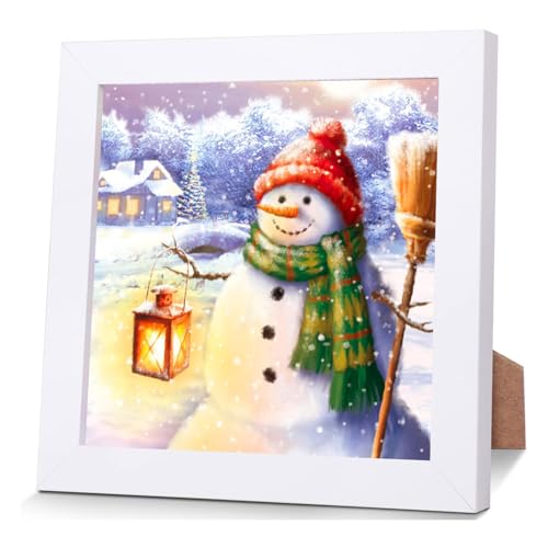 Diamond Painting Weihnachten Winter, Diamant Bilder Schneemann Malerei Set Mit Holzrahmen, Diamontpating Tiere Arts Craft Dekoration für Erwachsene Wohnzimmer Schlafzimmer Büro Home Wand Decor von SUVEK