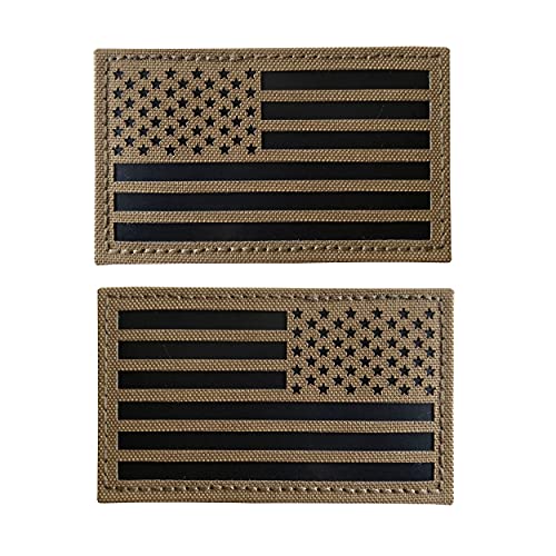 5,1 x 8,9 cm Coyote Brown Tan Reflektierende US USA Amerika Flagge Patch Taktische Weste Patch Haken und Schlaufe Vorwärts und umgekehrt von SUVIYA