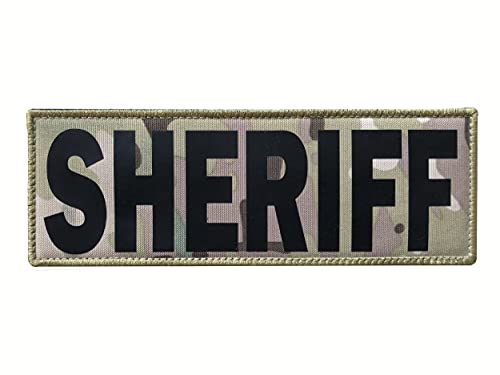 SUVIYA 27,9 x 10,2 cm großer untrareflektierender Sheriff-Patch mit Klettverschluss, Camo-Schwarz, 21,6 x 7,6 cm von SUVIYA