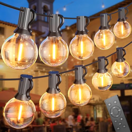 Lichterkette Außen Strom 45M - Outdoor Lichterketten Glühbirnen mit 75+2 LED Birnen Wetterfest Dimmbar Warmweiß Außenbereich Girlande Lichterkette Aussen für Terrasse Balkon Garten Camping von SUWIN