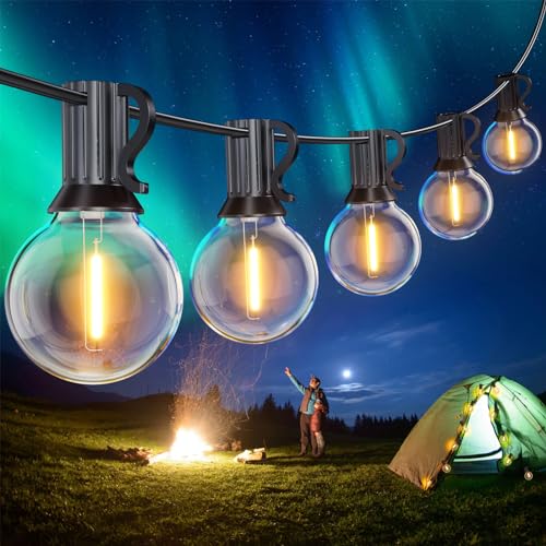 SUWIN 150FT LED Lichterkette Außen, 45M G40 Lichterkette Outdoor Strom, Wasserdicht Garten Lichterkette Glühbirnen Aussen mit 75+2 Warmweiß Lampen für Party Terrasse Bistro Außenbereich von SUWIN