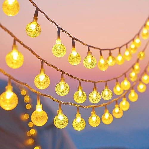 SUWITU Lichterkette Batterie, 9M 40 LED Kristall Kugeln Lichterketten mit Fernbedienung, 10 Modi Wasserdicht Weihnachten Globe Lichterketten für Außen Innen Weihnachtsbaum Zimmer Party Garten Deko von SUWITU