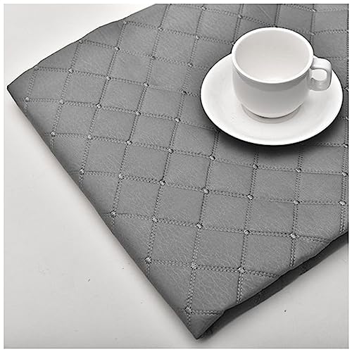 SUWOOPH Gestepptes Kunstleder, Lederstoff, Kunstleder, Polsterstoff for Autositze und Fahrzeuge mit gestrickter Baumwollrückseite, Herstellung von Polstertaschen aus Kunstleder, 140 cm breit(Gray) von SUWOOPH