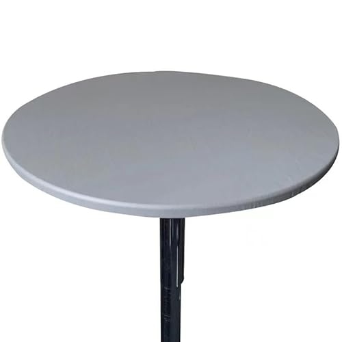 wasserdichte, runde Tischdecke mit elastischen Kanten, abwischbar und rutschfest, weicher Polyesterstoff, Esstischschutz for drinnen und draußen(Gray,60cm) von SUWOOPH