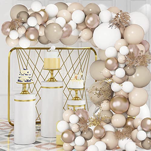 Luftballons Girlande, 132 Stück Ballon Girlande Beige Set, Nude Weiß Aprikosen Ballongirlande Ballons Deko für Verlobung Hochzeit Baby Shower Geburtstag Boho Party Dekoration Hochzeitsdeko von SUYCOJAE