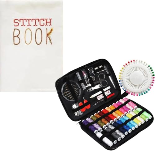 SUYUKU Stickerei-Set für Anfänger, Handstickerei, Stich, Blumenmuster, Stoffe, Nähen für Anfänger und Erwachsene (Stickbuch + Nähset, Box, Farbe A) von SUYUKU