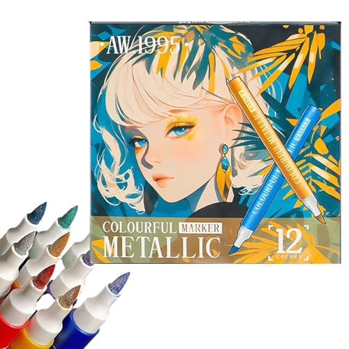 SVCEQZE Glitzer-Marker, Wasserbasis, Pastellmarker, 12 Farben, Acrylfarben-Marker-Set, Strumpffüller für Kinder, cooles Kunst-Bastelbedarf-Set zum Zeichnen von SVCEQZE