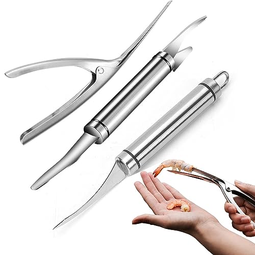 SVOCK 3 Stück Shrimp Peeler, All In 1 Garnelenschäler Aus Edelstahl 304, Prawn Peeler, 5 In 1 Multifunctional Shrimp Line Fish Maw Knife, Garnelen Schäler für Garnelen Zubehör Wie Garnelen und Fisch von SVOCK