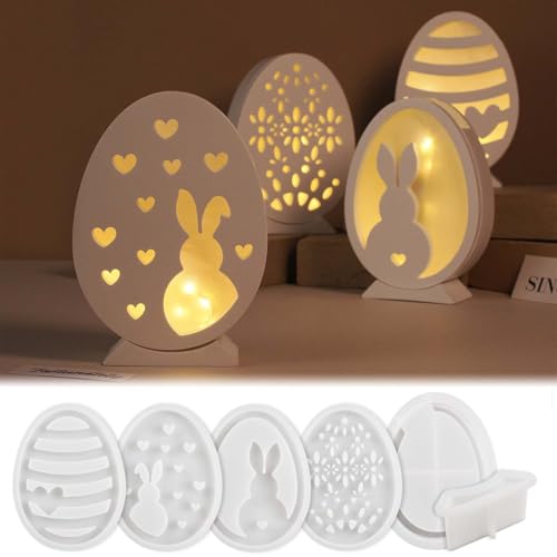 SVOCK Silikonformen Gießformen Ostern, 6Pcs Silikonformen Osterei Osterhasen Herz, Silikonform Osterei Silikonformen Kerzenhalter Osterhase Silikon Form, Silikonformen Gießformen Kerzen Ostern Kerzenh von SVOCK