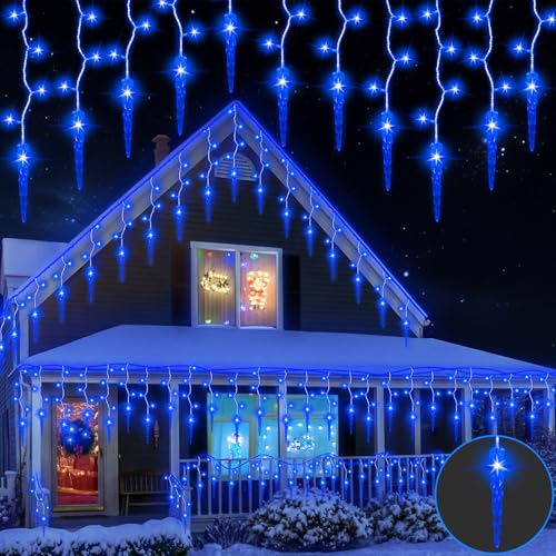 SVYHUOK Eiszapfen Lichterkette Außen LED Weihnachten Lichtervorhang, Lichterketten Vorhang 8 Modi, Weihnachtsbeleuchtung Wasserdicht für Garten, Balkon, Fenster, Dachrinne, Haus, Geländer von SVYHUOK