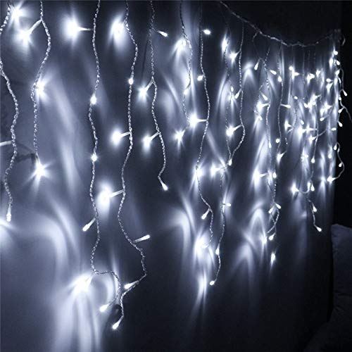 SWANEW LED Eisregen außen 20m 600 Led Lichterkette strombetrieben, Lichterkette warmweiß, Lichterkette innen Lichtervorhang Weihnachtsbeleuchtung für Weihnachten Balkon Hochzeit Party(Kaltesweiß) von SWANEW