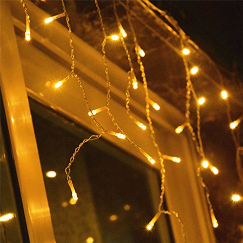 SWANEW LED Eisregen außen 20m 600 Led Lichterkette strombetrieben, Lichterkette warmweiß, Lichterkette innen Lichtervorhang Weihnachtsbeleuchtung für Weihnachten Balkon Hochzeit Party(Warmweiß) von SWANEW