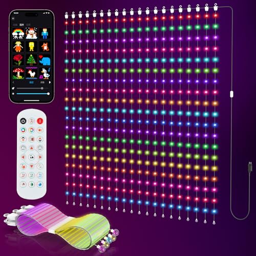 SWAREY Smart Lichtervorhang, 400 LEDs Lichtervorhang 300+ Modi LED Vorhang mit App Fernbedienung, Musik Sync, DIY Lichterketten Vorhang für Schlafzimmer Wohnzimmer, 2x2M von SWAREY