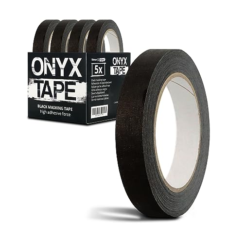 SWAVGO - Kreppband Schwarz (Onyx) 19 mm x 50 m 5 Stk/Pack - Malerkrepp Abklebeband Klebeband für Malerarbeiten Dekoration Tattoo Kosmetik Studios (1) von SWAVGO