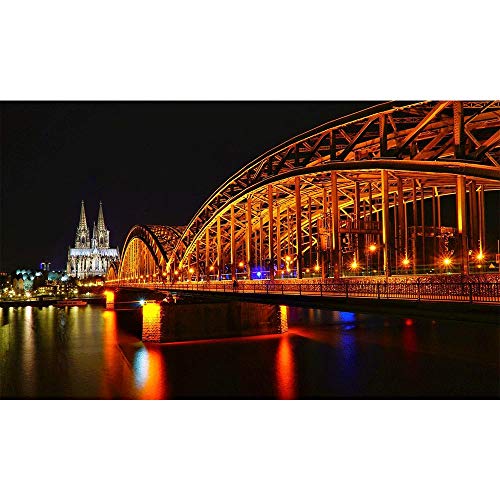 SWBGZD malen nach Zahlen Nacht köln brücke landschaftsmalerei färbung by Zahlen Digitale handgemalte leinwand gemälde für wohnkultur 40x60 cm von SWBGZD