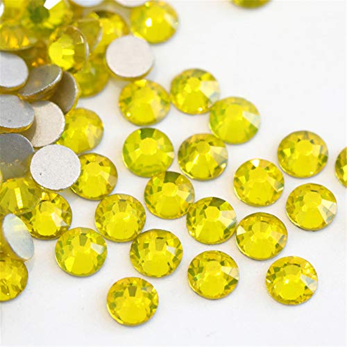 SWECOMZE 1440 Stücke Hot Fix Strass Steine Kristall Runde Flatback Strass Edelsteine Glassteine für Kinder, Crystal Edelsteine DIY Kunst und Bastelbedarf Dekoration (Gelb,2 mm (SS6)) von SWECOMZE